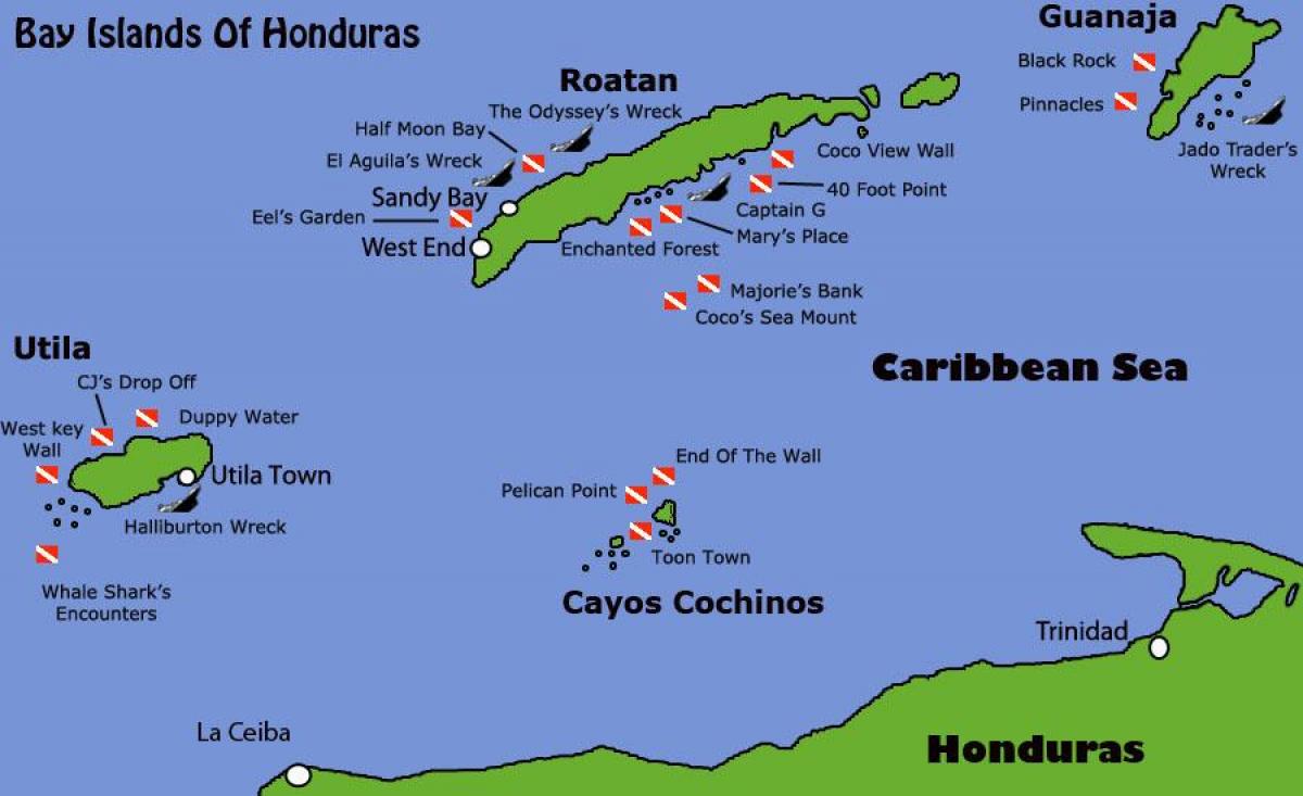 האיים של הונדורס מפה