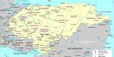 מפה של המפה הפוליטית של הונדורס
